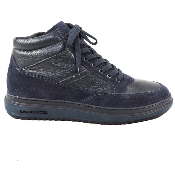 ALBERTO CICCIOLI 🇮🇹 MEN'S NAVY BLUE SOFT LEATHER COMFORT WINTER ANKLE BOOTIE - Picture 4 of 7